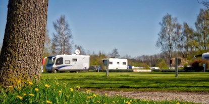 Campingplätze - Baden in natürlichen Gewässern - Ebene Stellplätze für Wohnmobilde und Wohnwagen auf Schotterrasen - Camping Stein