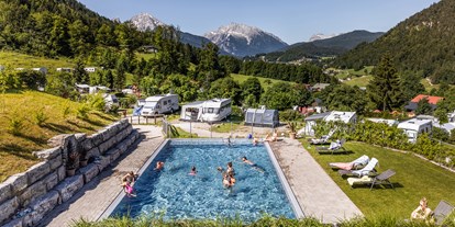 Campingplätze - Ver- und Entsorgung für Reisemobile - Erholung  mit Watzmannblick - ganzjährig beheizter Pool - Camping-Resort Allweglehen